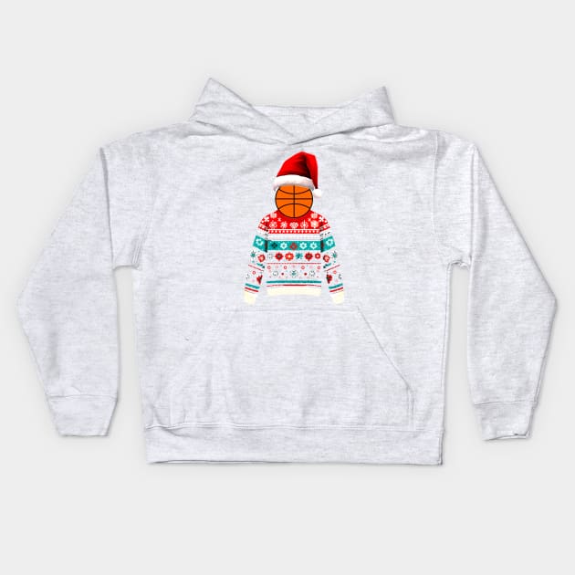 Ugly Christmas Sweater Basketball #3 Kids Hoodie by Butterfly Venom